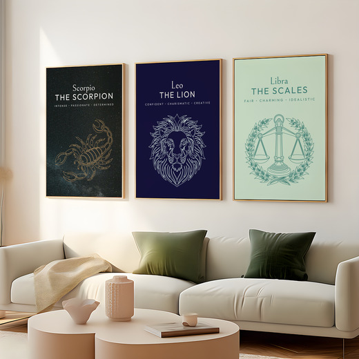 Leo in Fine Line Print - Custom Zodiac Sign Poster 8