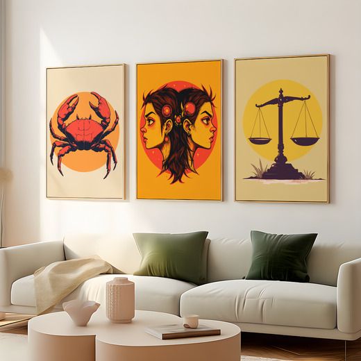 Gemini in Vibrant Grunge Print - Custom Zodiac Sign Poster 8