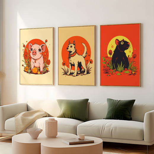 Dog in Vibrant Grunge Print - Custom Chinese Zodiac Poster 8