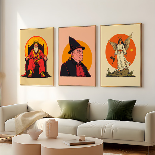The Hierophant in Vibrant Grunge Print - Custom Tarot Card Poster 8