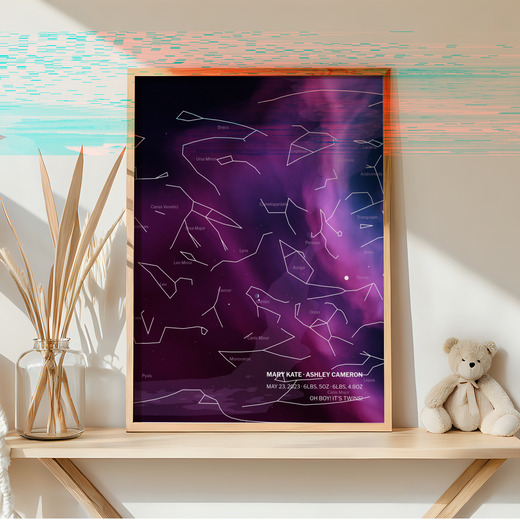Newborn Twins Poster in Nebula - Celestial Map 7
