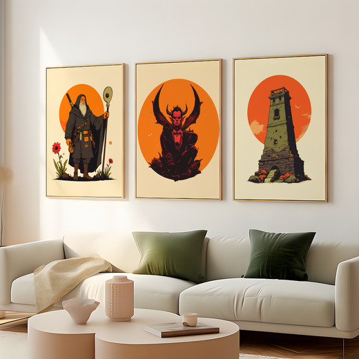The Devil in Vibrant Grunge Print - Custom Tarot Card Poster 8