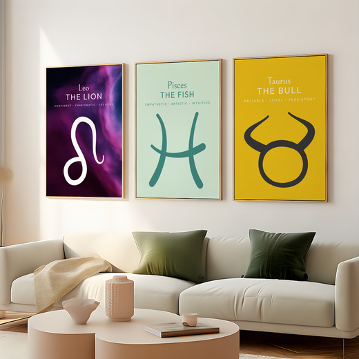 Pisces in Wavy Paintbrush Print - Custom Zodiac Sign Poster 8