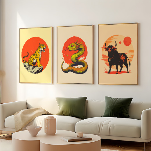 Snake in Vibrant Grunge Print - Custom Chinese Zodiac Poster 8