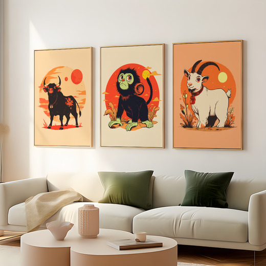 Monkey in Vibrant Grunge Print - Custom Chinese Zodiac Poster 8