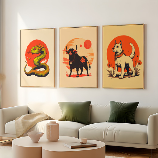 Ox in Vibrant Grunge Print - Custom Chinese Zodiac Poster 8