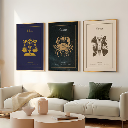 Cancer in Block Print - Custom Zodiac Sign Poster 8