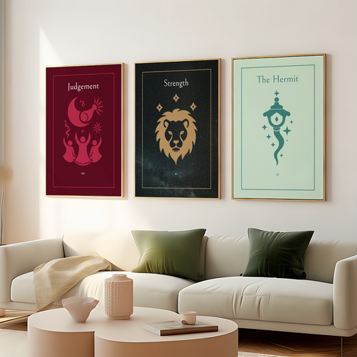 Strength in Block Print - Custom Tarot Card Poster 8