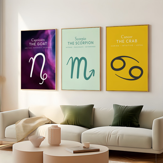 Scorpio in Wavy Paintbrush Print - Custom Zodiac Sign Poster 8