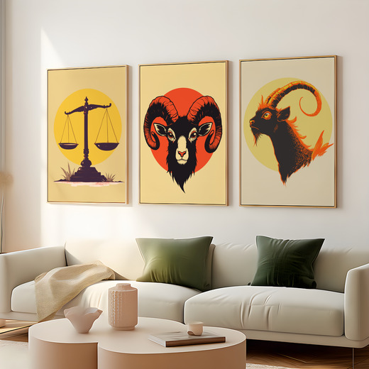 Aries in Vibrant Grunge Print - Custom Zodiac Sign Poster 7