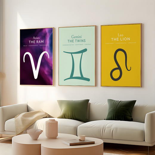 Gemini in Wavy Paintbrush Print - Custom Zodiac Sign Poster 8