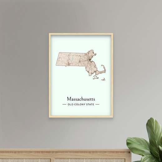 Massachusetts State Poster - Boundary Map 8