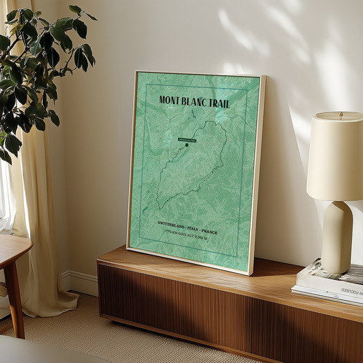 Mont Blanc Trail Hiking Trip Poster - Route Map 8