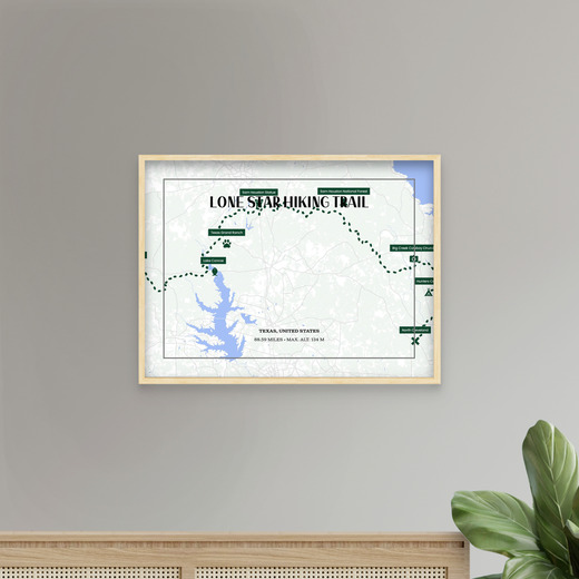 Lone Star Trail Hiking Trip Poster - Route Map 8