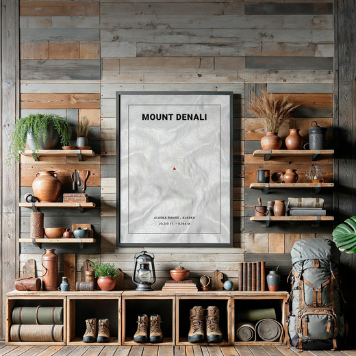 Mount Denali Poster - Topo Map 8