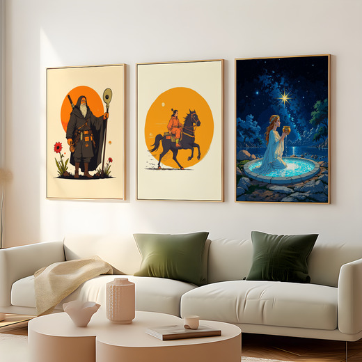 The Chariot in Vibrant Grunge Print - Custom Tarot Card Poster 7