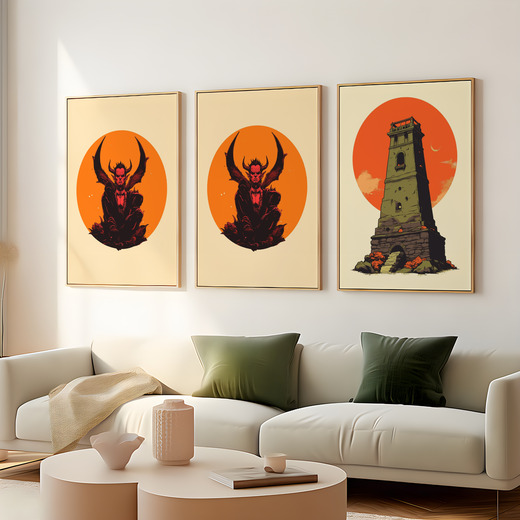 The Devil in Vibrant Grunge Print - Custom Tarot Card Poster 8