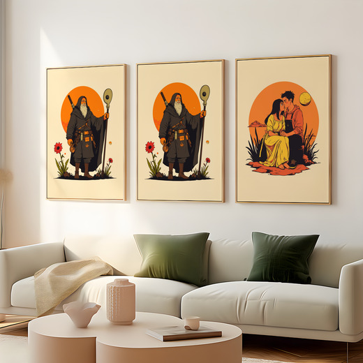 The Hermit in Vibrant Grunge Print - Custom Tarot Card Poster 8