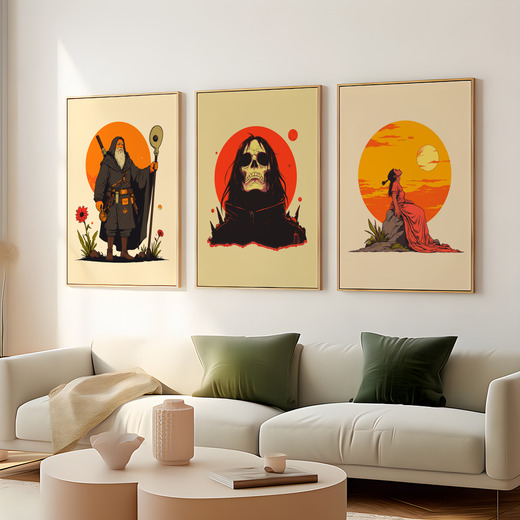 Death in Vibrant Grunge Print - Custom Tarot Card Poster 8