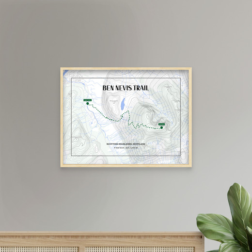Ben Nevis Trail Hiking Trip Poster - Route Map 8