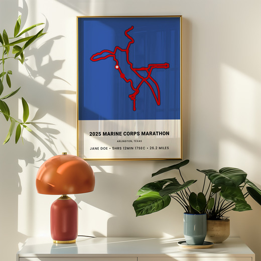 Minimalist 2025 USMC Marathon Poster - Route Map 8