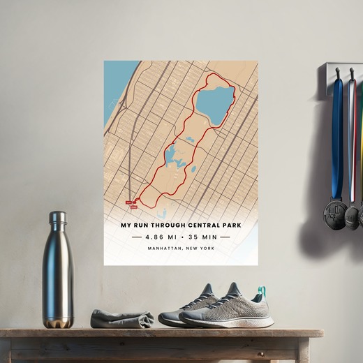 My Run Through Central Park Poster - Route Map 8