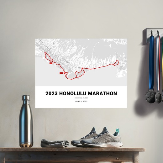 2023 Honolulu Marathon Poster - Route Map 8