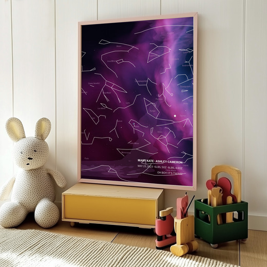 Newborn Twins Poster in Nebula - Celestial Map 8