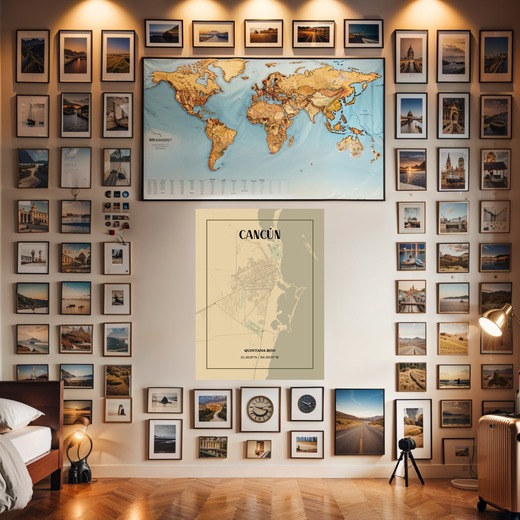Cancun in Vintage Poster - Street Map 8
