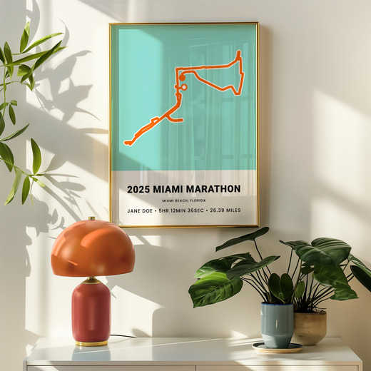 Minimalist 2025 Miami Marathon Poster - Route Map 8