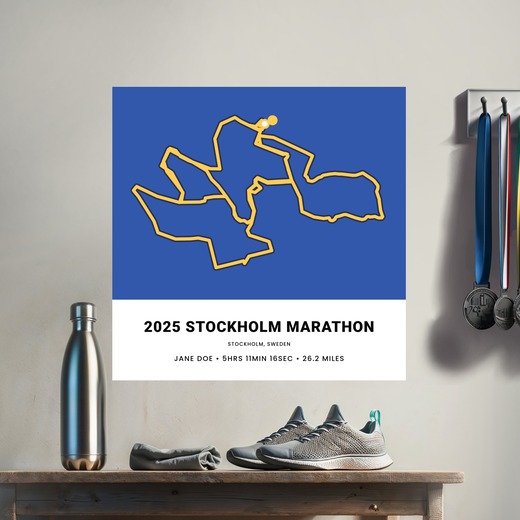 Minimalist 2025 Stockholm Marathon Poster - Route Map 8