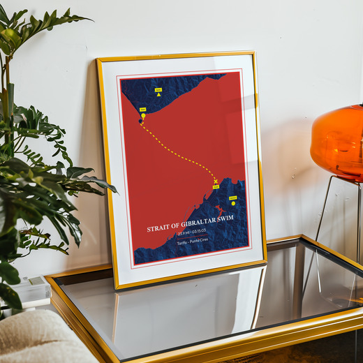 Strait of Gibraltar Swim Poster - Route Map 11