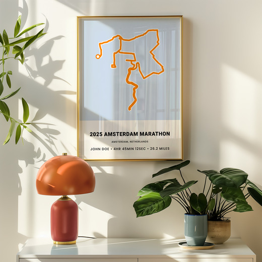 Minimalist 2025 Amsterdam Marathon Poster - Route Map 8