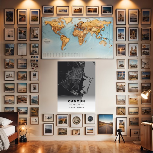 Cancun in Dark Poster - Street Map 8