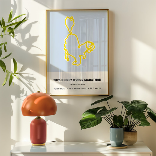 Minimalist 2025 Disney Marathon Poster - Route Map 8