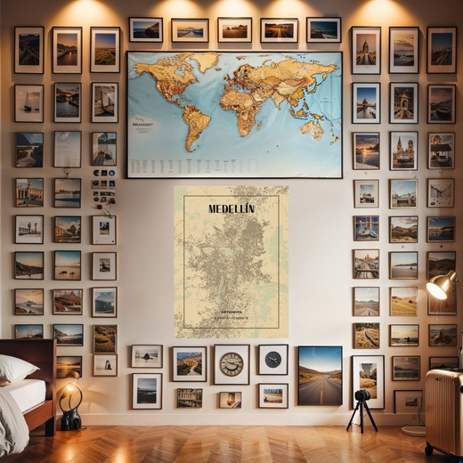 Medellin in Vintage Poster - Street Map 8