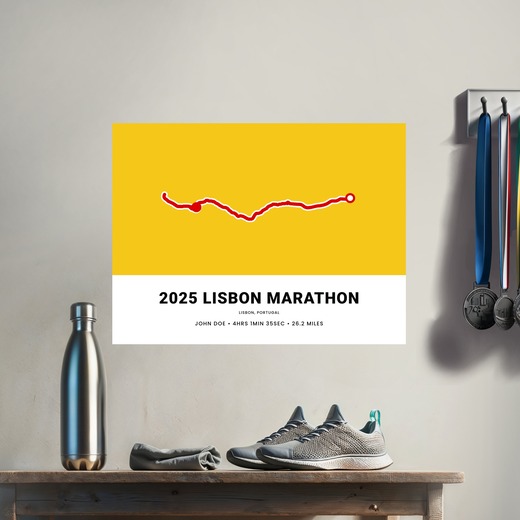 Minimalist 2025 Lisbon Marathon Poster - Route Map 8