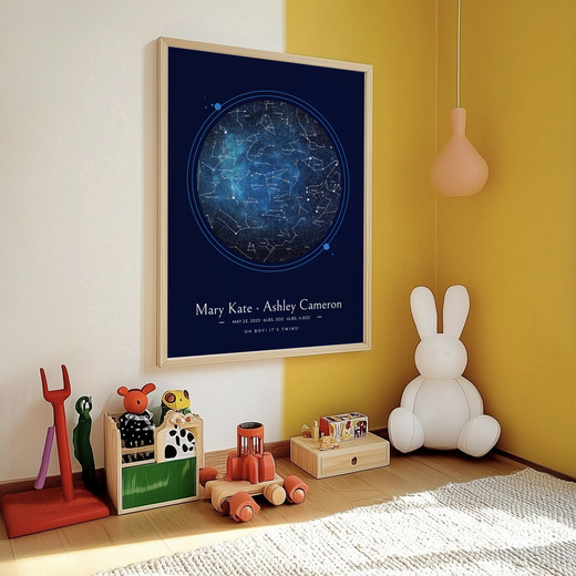 Newborn Twins Poster in Starry - Celestial Map 11