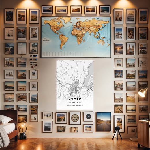 Kyoto in Light Poster - Street Map 8