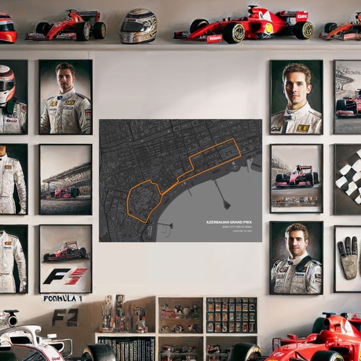 Azerbaijan Grand Prix Poster - Track Map 8