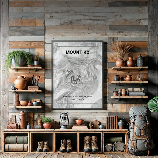 Mount K2 (Godwin-Austen) Poster - Topo Map 7