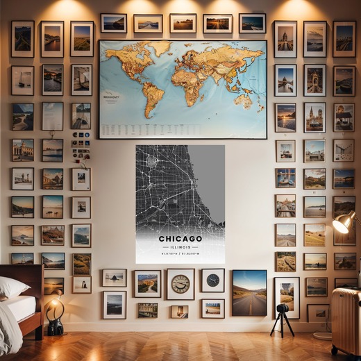 Chicago in Dark Poster - Street Map 7