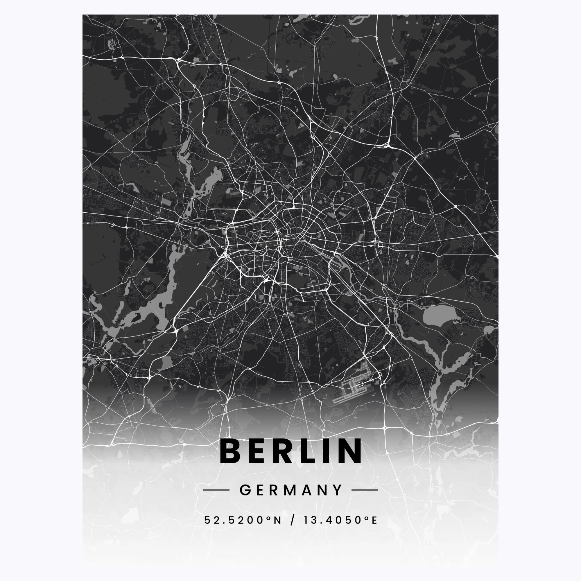 Berlin in Dark Poster - Street Map - Custom Design by You