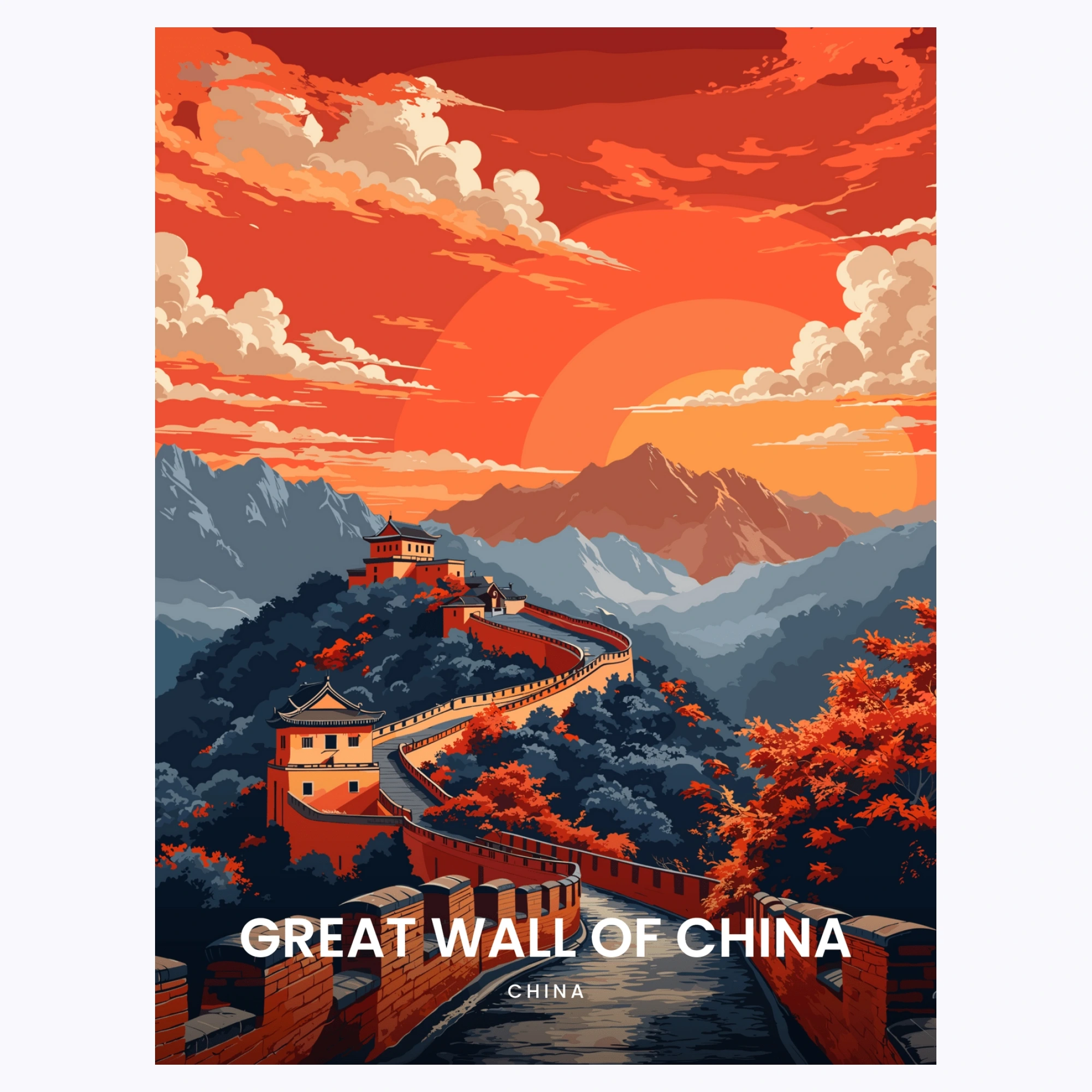 Great Wall of China Travel Print - Vintage Travel Art Poster
