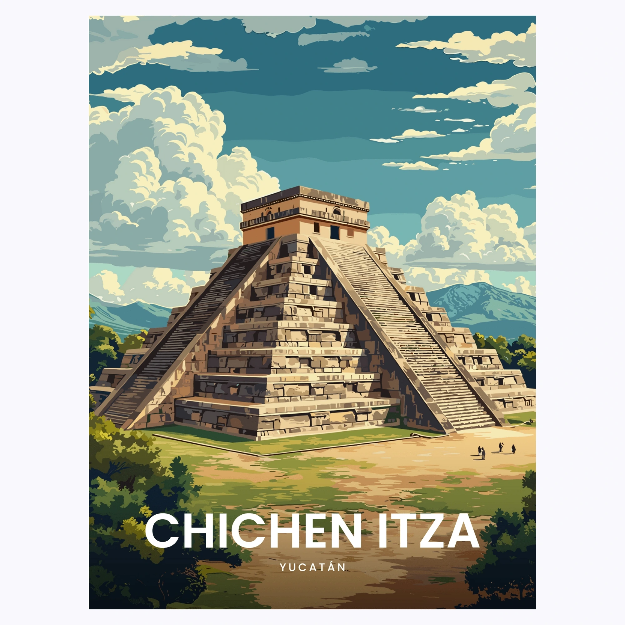 Chichen Itza Travel Print - Vintage Travel Art Poster - Custom