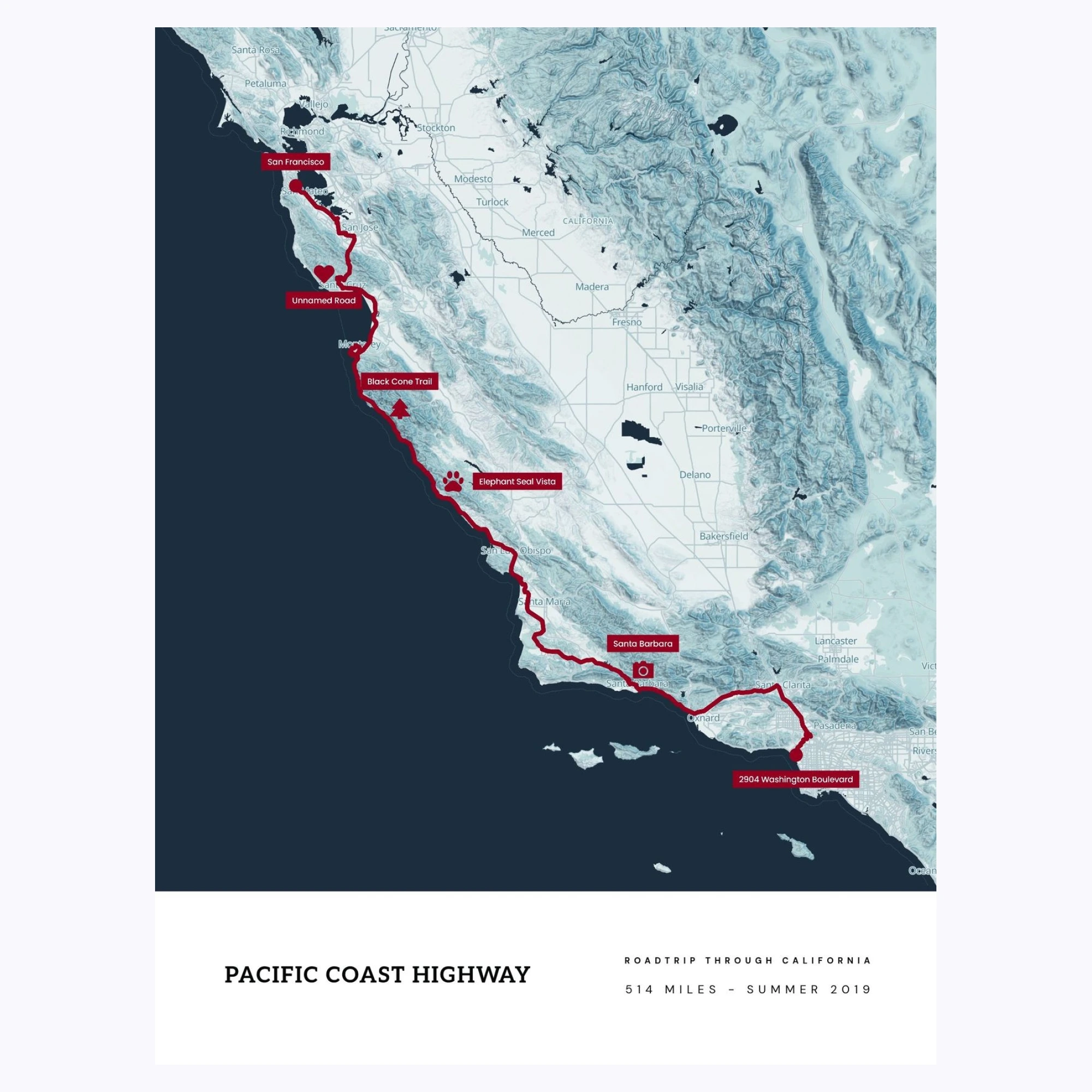 Our Pacific Coast Highway Road Trip Poster Route Map Custom Design Artwork 1e94467d 5230 45d1 Afbd 6 .webp