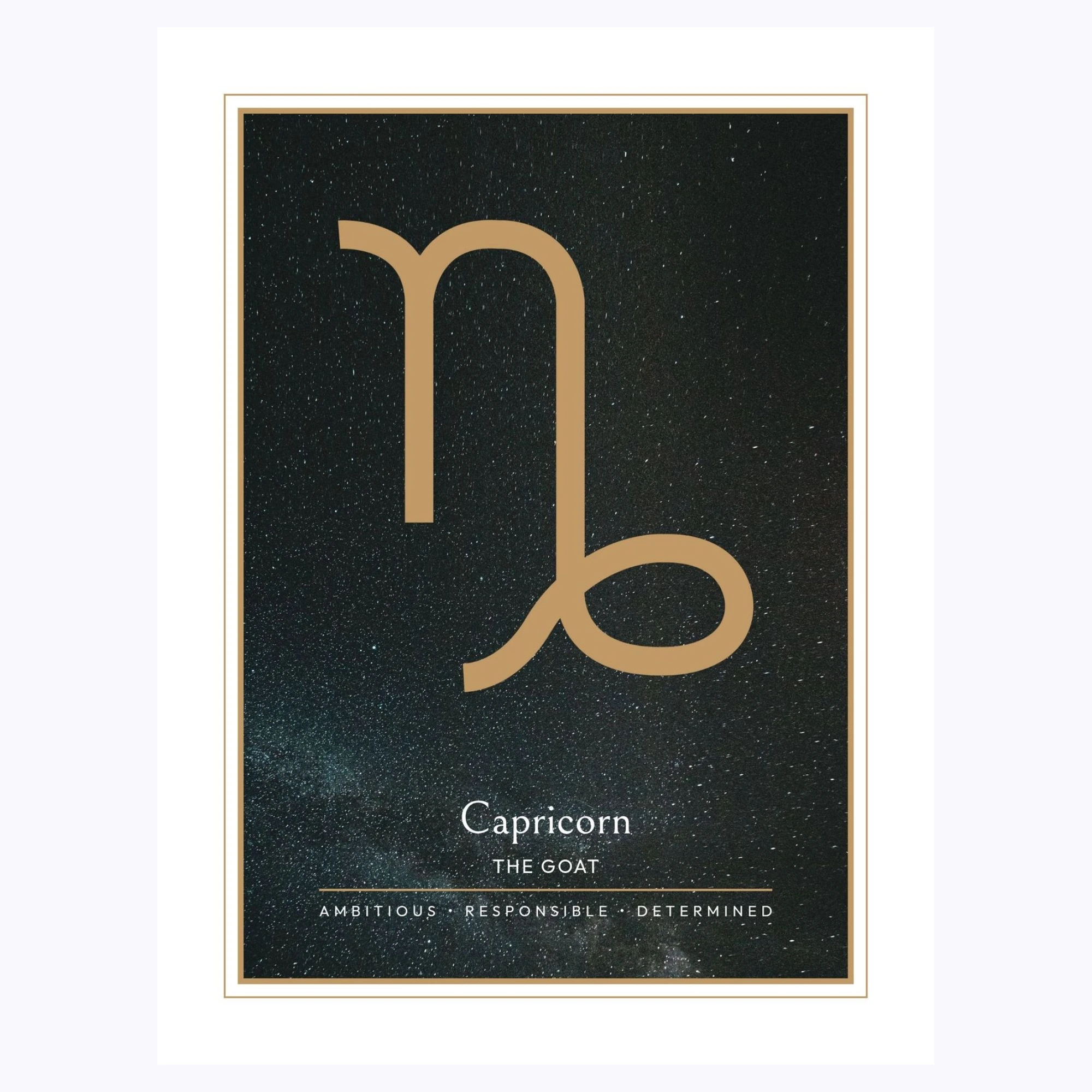 Capricorn in Simple Sharp Print - Custom Zodiac Sign Poster